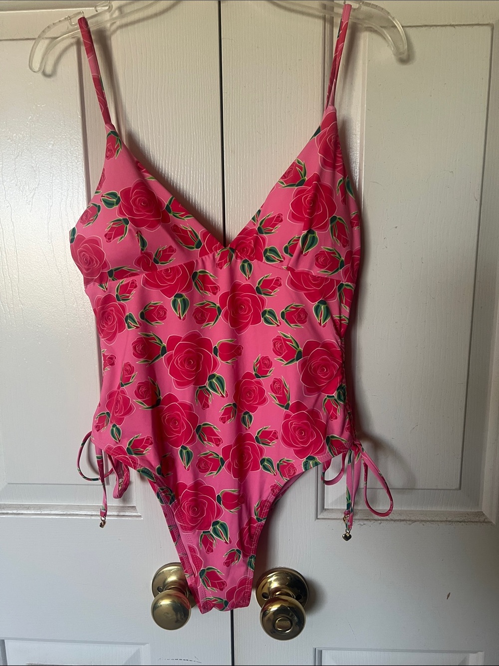Betsey Johnson NWOT Pink Rose Print One-Piece Swimsuit